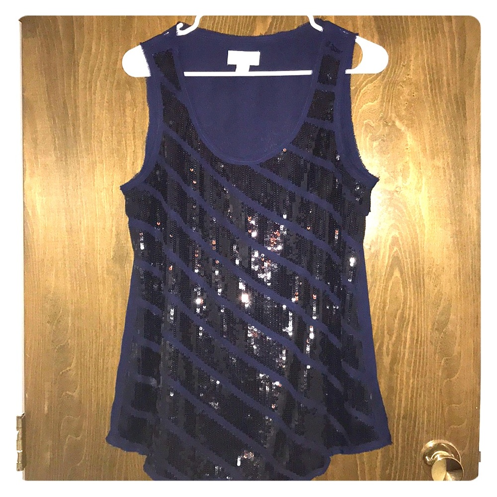 Navy blue sequin tank top